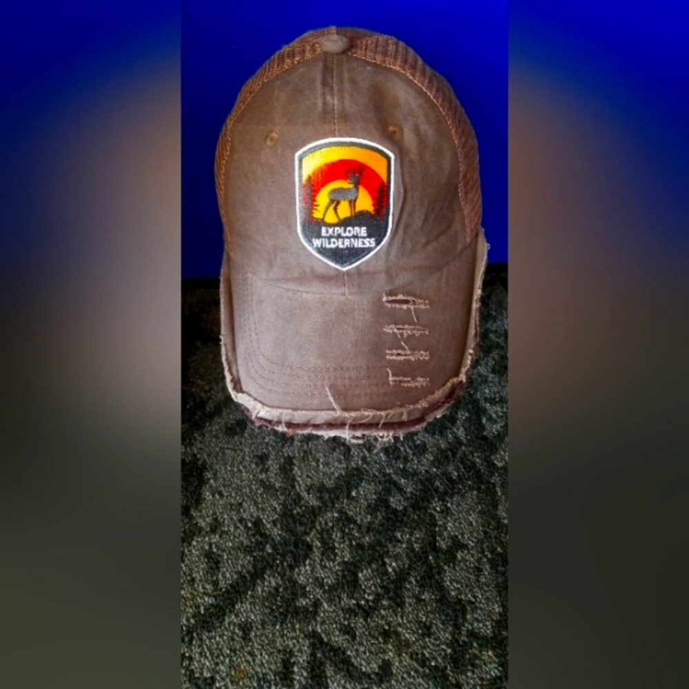 Explore Wilderness Distressed Brown Trucker Hat